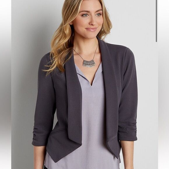 Maurice’s Dark Plum Open front Textured Blazer - Picture 1 of 9